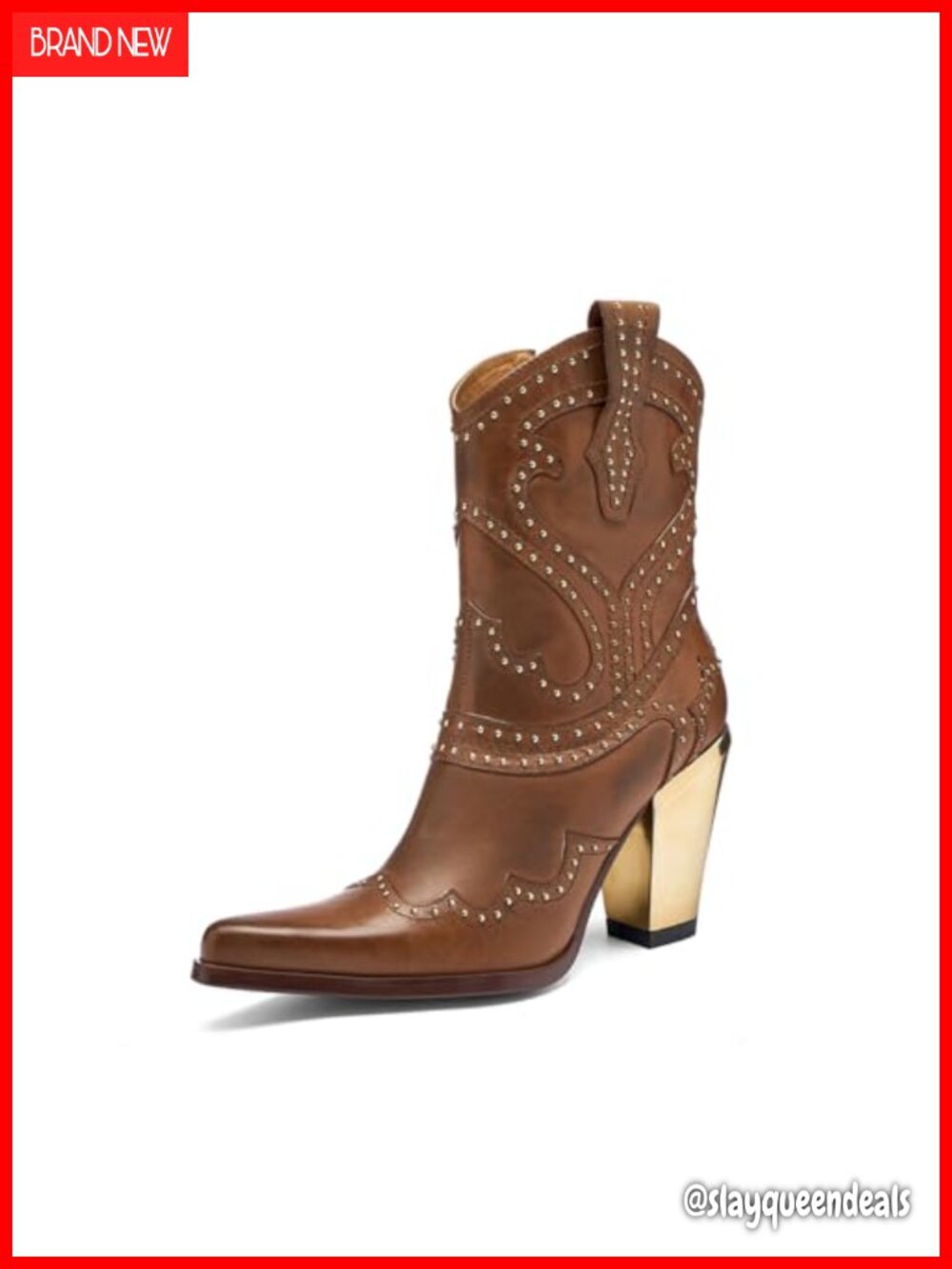 Women's Cowboy Boots Chunky Heel Western Ankle Boots Pointed Toe Pull-On
